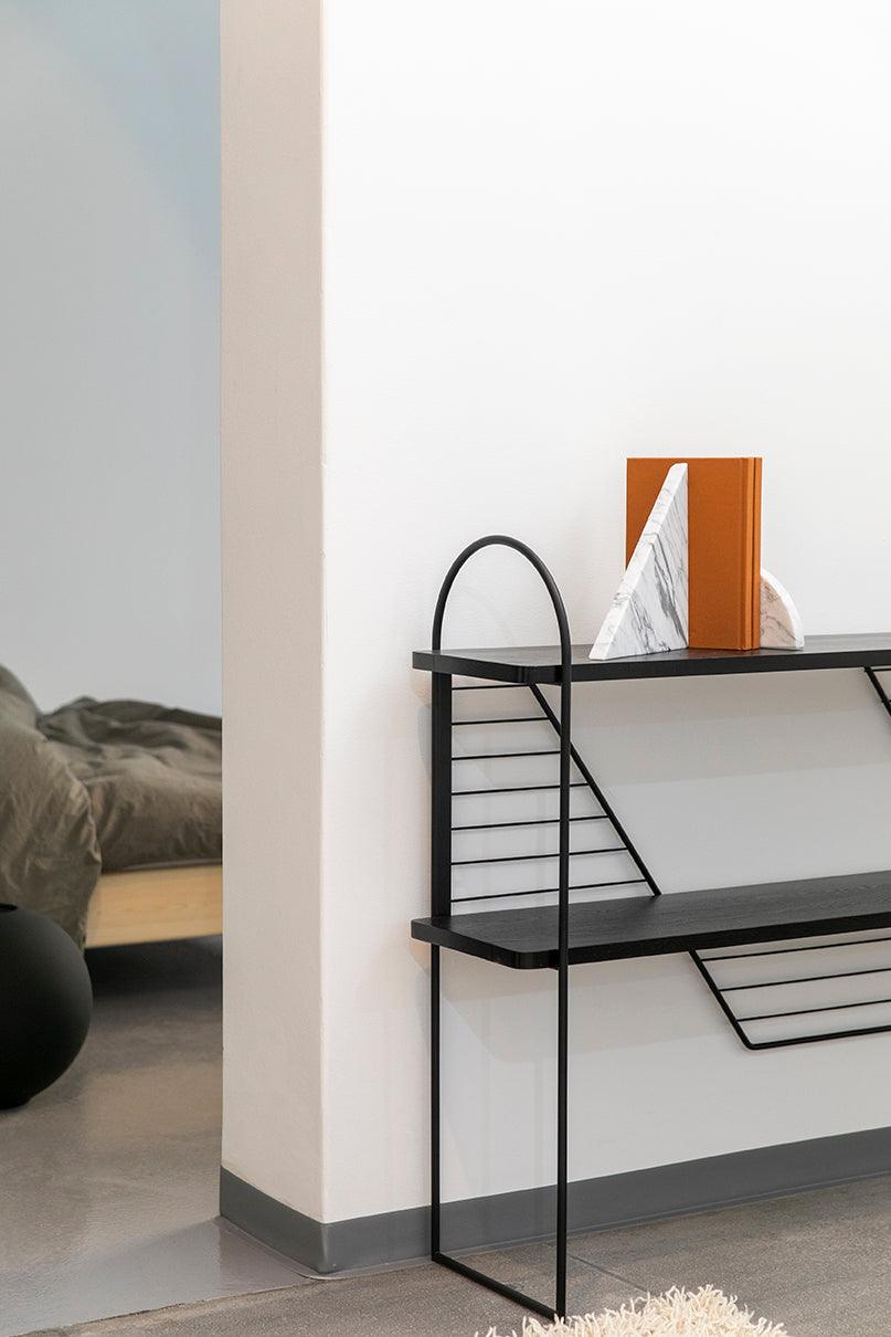 Urban Nomad Console Table - Black with black recycled steel frame. 94x27 cm - FÓLK Reykjavik